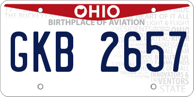 OH license plate GKB2657