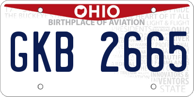 OH license plate GKB2665