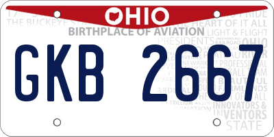OH license plate GKB2667