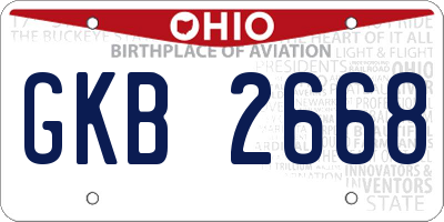 OH license plate GKB2668
