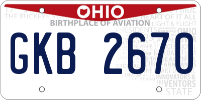 OH license plate GKB2670