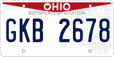OH license plate GKB2678
