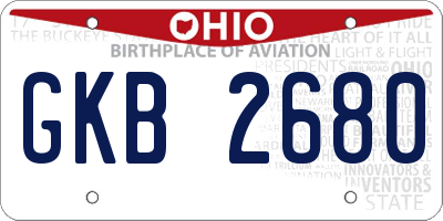 OH license plate GKB2680