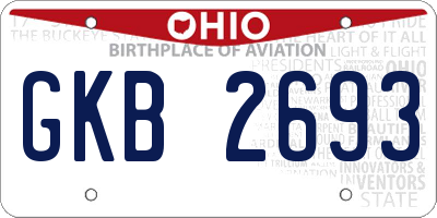 OH license plate GKB2693