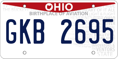 OH license plate GKB2695