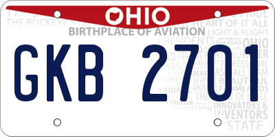 OH license plate GKB2701