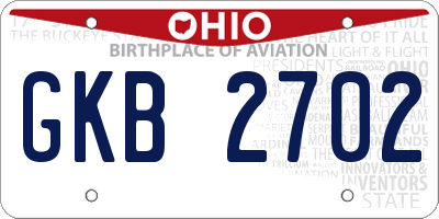 OH license plate GKB2702