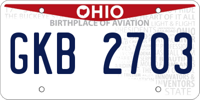 OH license plate GKB2703