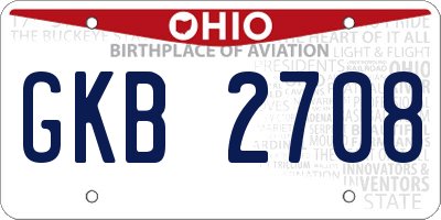 OH license plate GKB2708