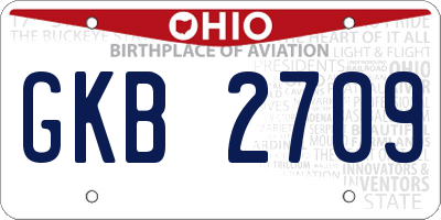 OH license plate GKB2709