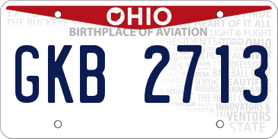 OH license plate GKB2713