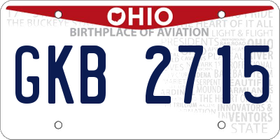 OH license plate GKB2715