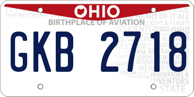 OH license plate GKB2718