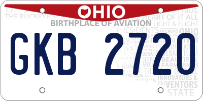 OH license plate GKB2720