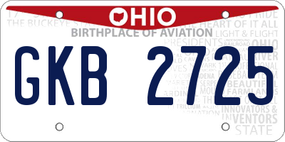 OH license plate GKB2725