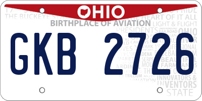 OH license plate GKB2726