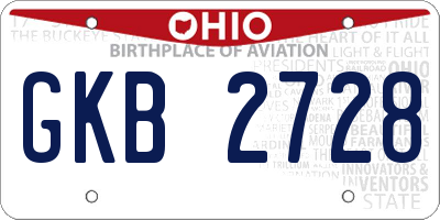OH license plate GKB2728