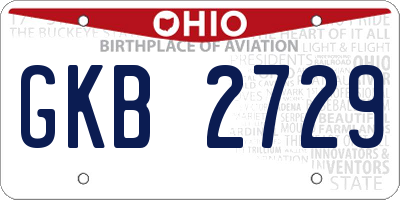 OH license plate GKB2729