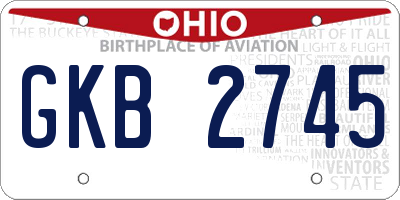 OH license plate GKB2745