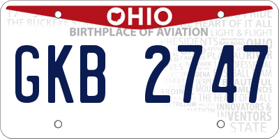OH license plate GKB2747