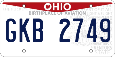 OH license plate GKB2749
