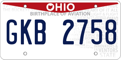 OH license plate GKB2758