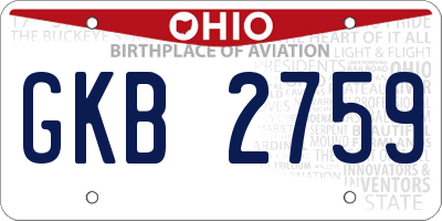 OH license plate GKB2759