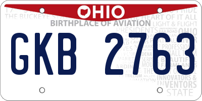 OH license plate GKB2763
