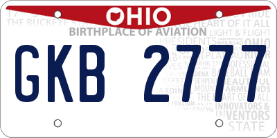 OH license plate GKB2777