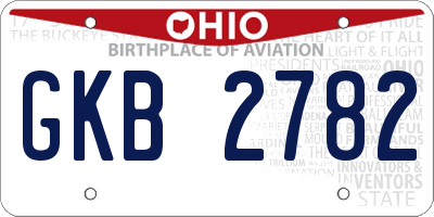 OH license plate GKB2782