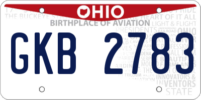 OH license plate GKB2783