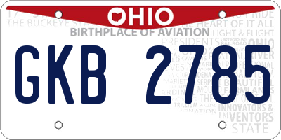 OH license plate GKB2785