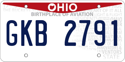 OH license plate GKB2791
