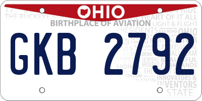 OH license plate GKB2792