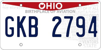 OH license plate GKB2794