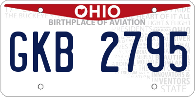 OH license plate GKB2795