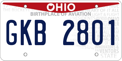 OH license plate GKB2801