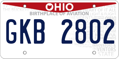 OH license plate GKB2802