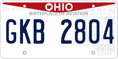 OH license plate GKB2804