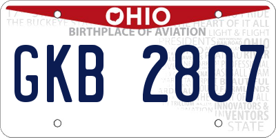 OH license plate GKB2807