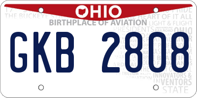 OH license plate GKB2808