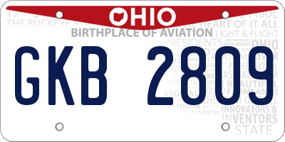 OH license plate GKB2809