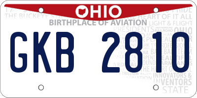 OH license plate GKB2810