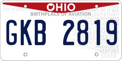OH license plate GKB2819
