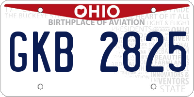 OH license plate GKB2825