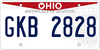OH license plate GKB2828