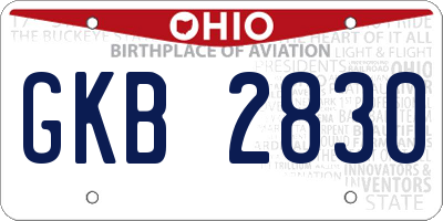 OH license plate GKB2830