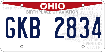 OH license plate GKB2834