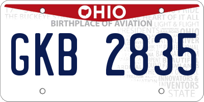 OH license plate GKB2835