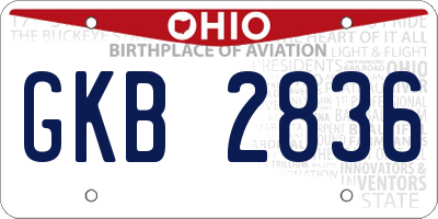 OH license plate GKB2836